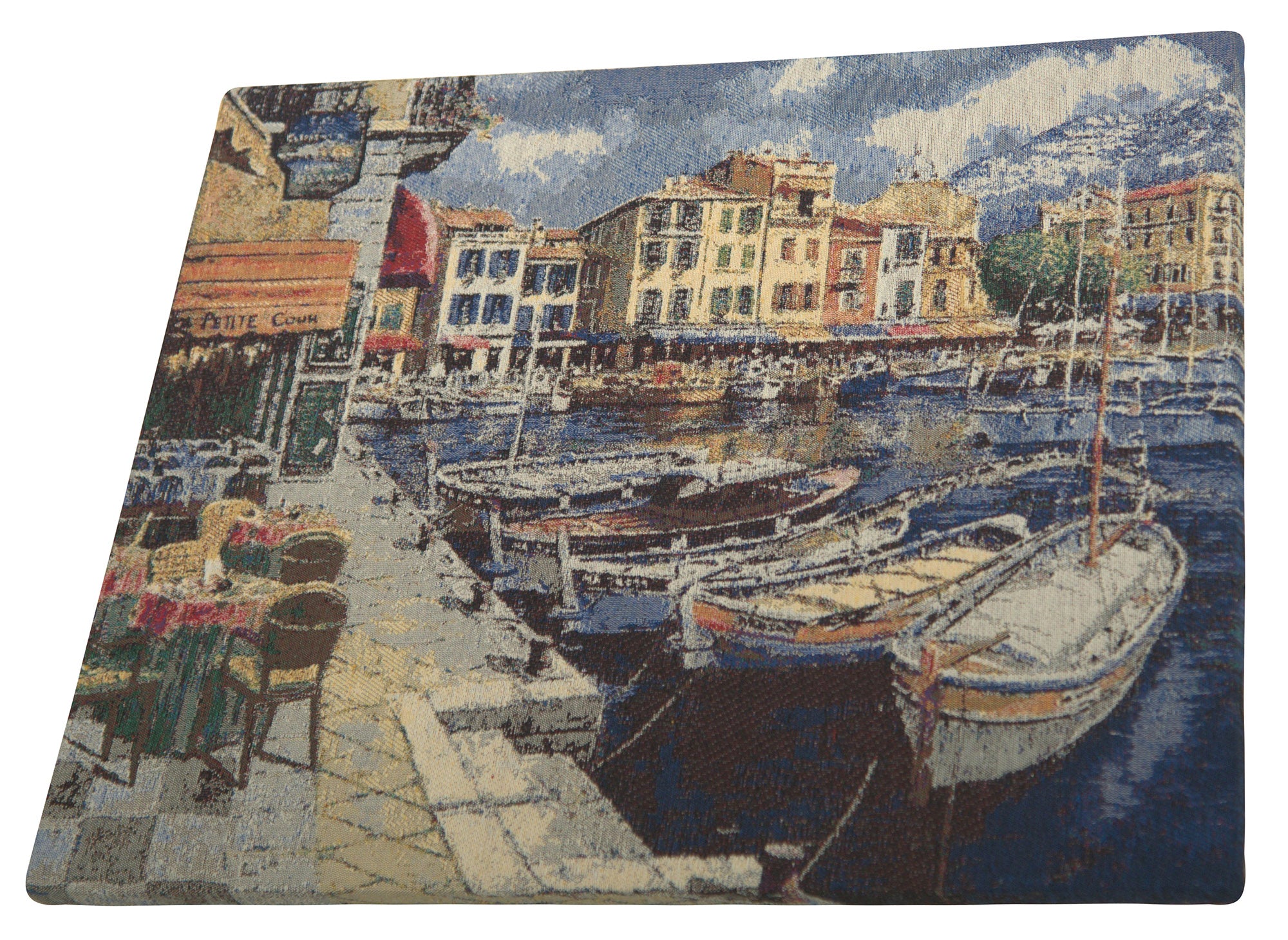 Tranquil Harbor View Stretched Wall Tapestry