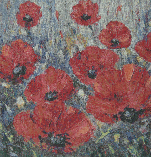 Poppies in Blue Decorative Pillow Cushion Cover