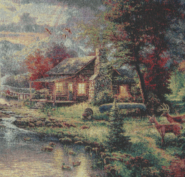 Tranquil Cabin and Deer Decorative Pillow Cushion Cover