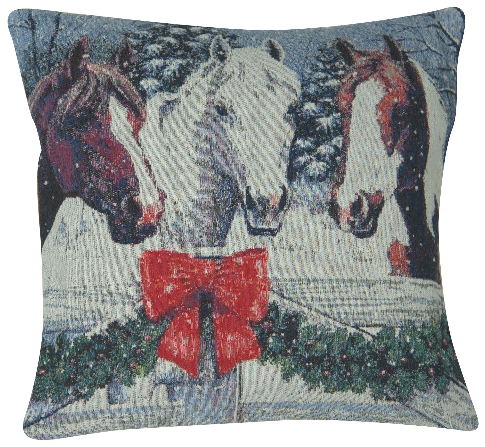 Snowy Horses Decorative Pillow Cushion Cover
