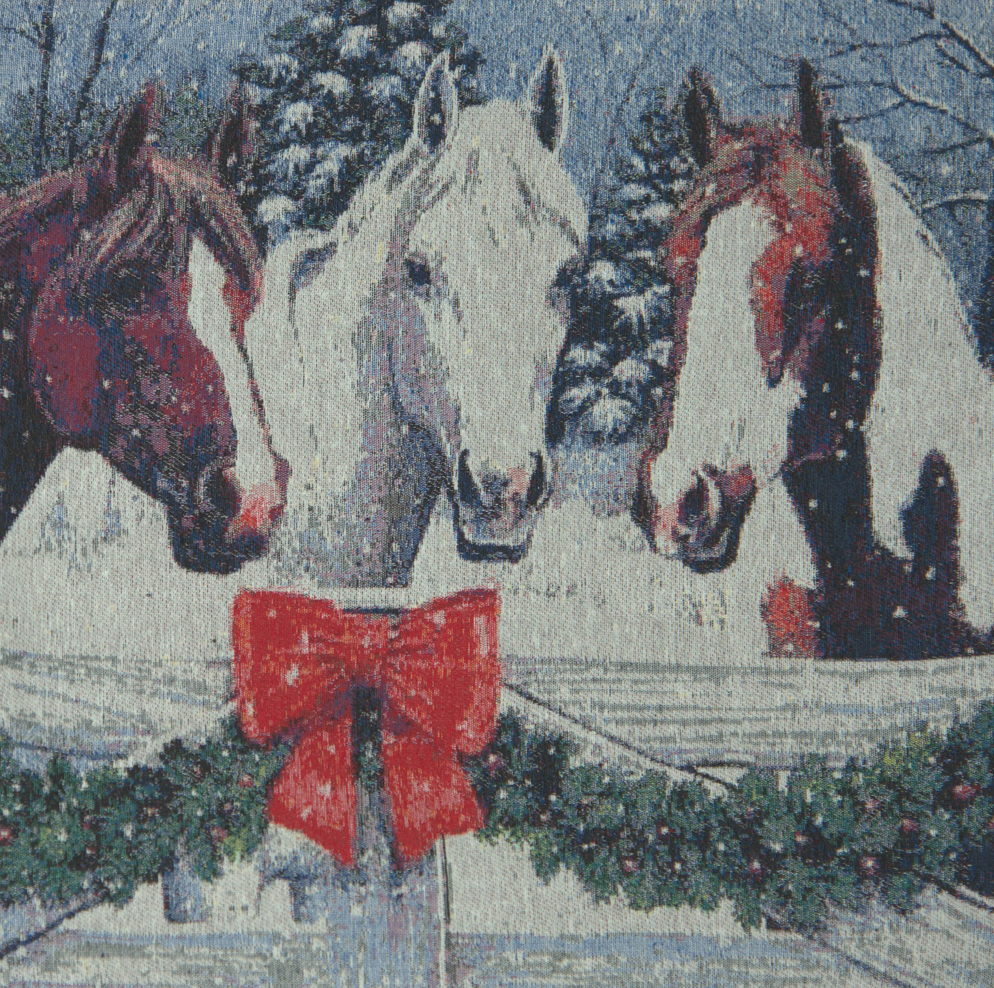 Snowy Horses Decorative Pillow Cushion Cover