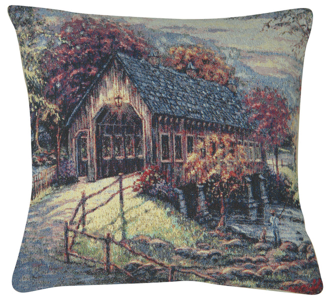 Autumn Covered Bridge Decorative Pillow Cushion Cover