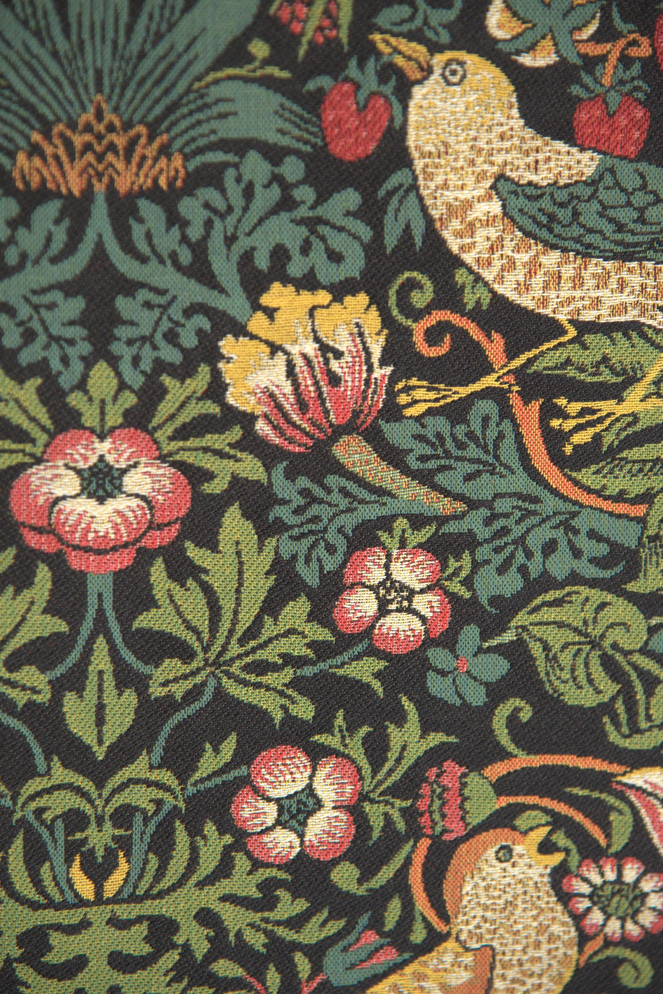 Strawberry Thief Black William Morris European Tapestry