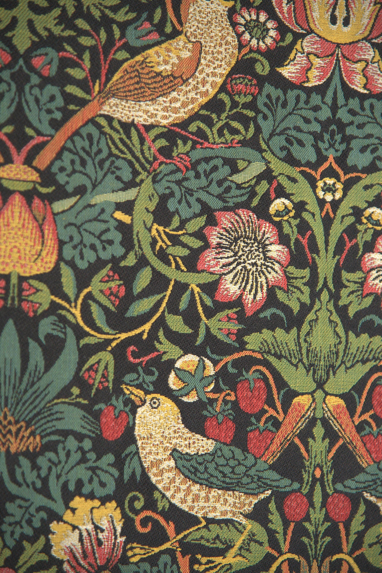 Strawberry Thief Black William Morris European Tapestry