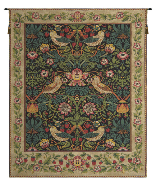Strawberry Thief Black William Morris European Tapestry