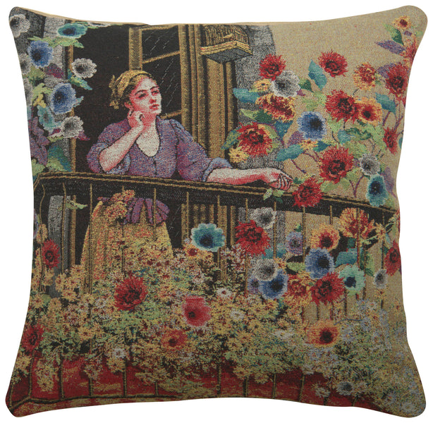 Thoughtful Floral Terrace Decorative Pillow Cushion Cover