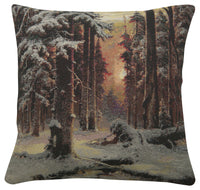 A Winter Forest Sunset Decorative Pillow Cushion Cover