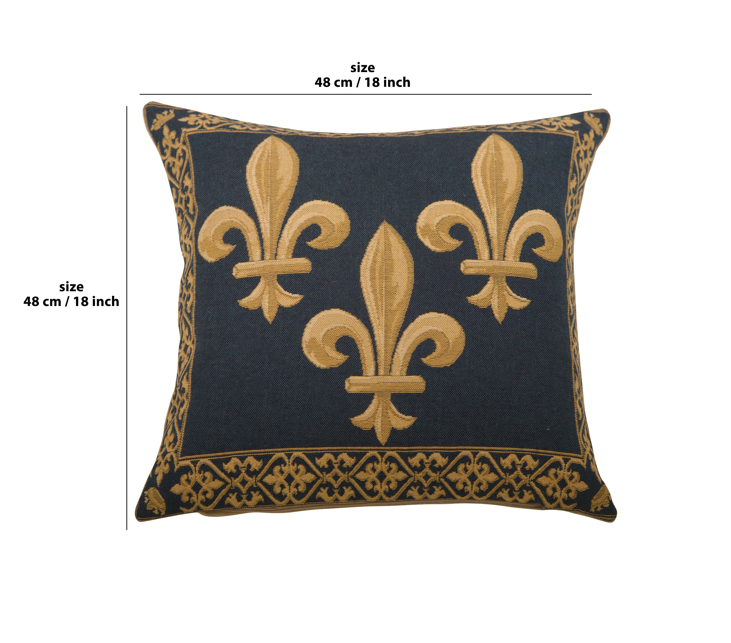 Fleur de Lys III Blue European Cushion Cover