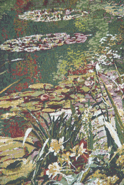 Monet's Garden III Small with Border Belgian Tapestry Wall Hanging