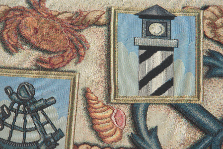 Nautical Scene II Black Tassels Tapestry Table Runner