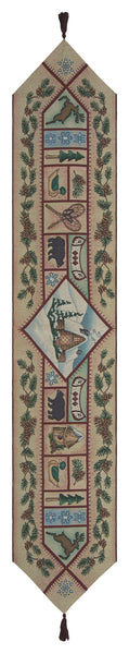 Winter Lodge with Red Tassels Tapestry Table Runner