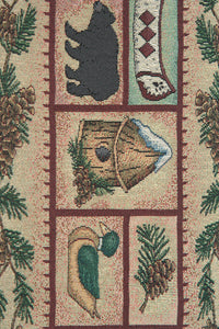 Winter Lodge with Red Tassels Tapestry Table Runner