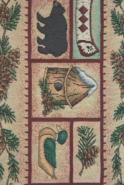 Winter Lodge with Red Tassels Tapestry Table Runner