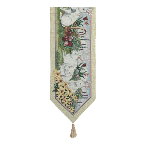Rabbit Garden Chenille Tapestry Table Runner