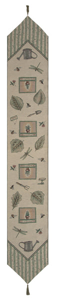 Garden Elements Large with Green Tassel Tapestry Table Runner