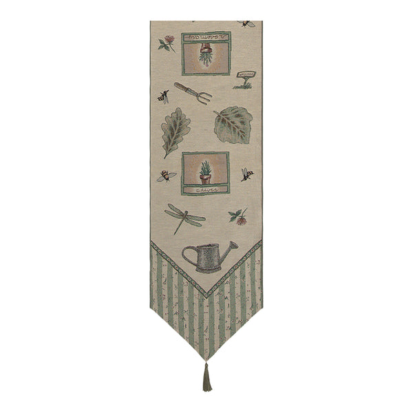 Garden Elements Large with Green Tassel Tapestry Table Runner