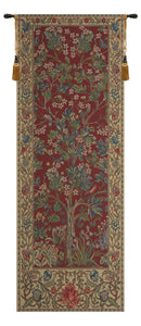The Tree of Life Portiere Red Belgian Tapestry