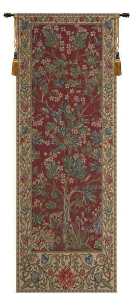 The Tree of Life Portiere Red Belgian Tapestry