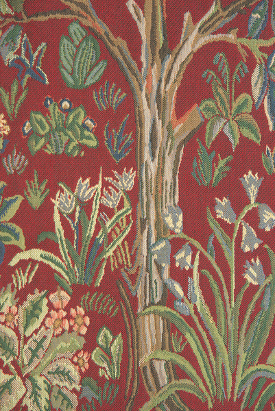 The Tree of Life Portiere Red Belgian Tapestry
