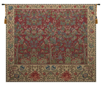 The Tree of Life Forest Red Belgian Tapestry