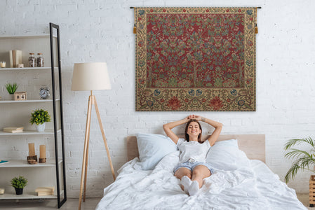 The Tree of Life Forest Red Belgian Tapestry
