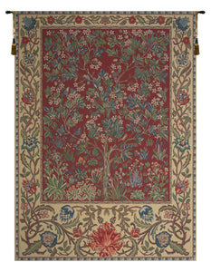 Tree of Life Red William Morris Belgian Tapestry