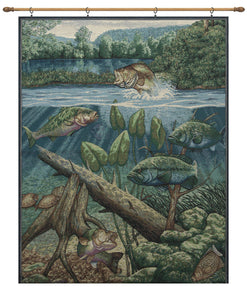 Fishin' Hole with Looped Black Rod Fine Art Tapestry