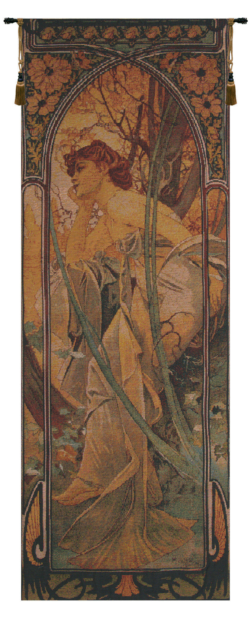 Mucha Soir Bright Belgian Tapestry Wall Hanging