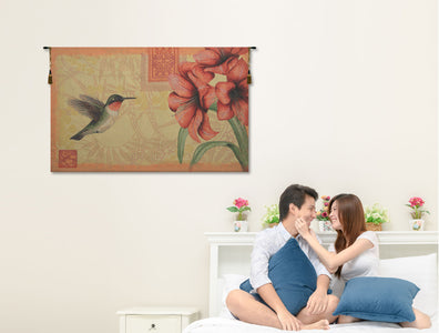 Hummingbird and Amaryllis Fine Art Tapestry