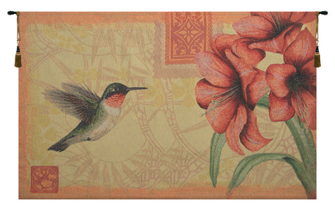 Hummingbird and Amaryllis Fine Art Tapestry