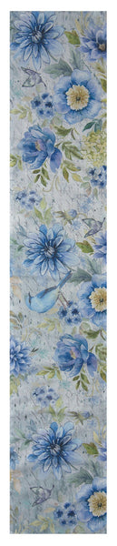 Spring Mix Bluebird Floral Tapestry Table Runner
