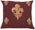 Five Fleur de Lys Red French Tapestry Cushion