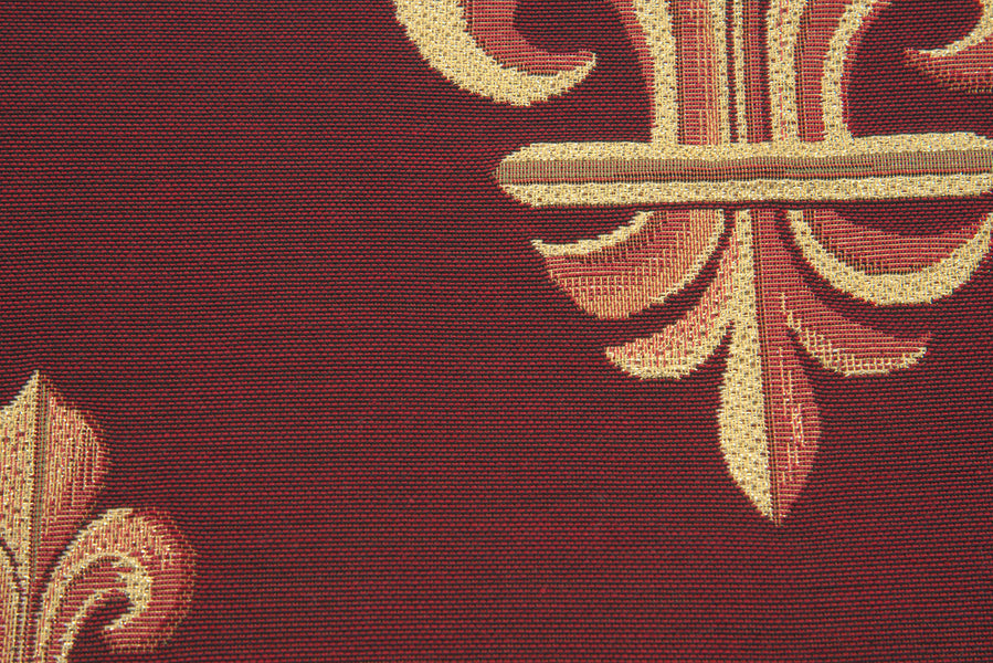 Five Fleur de Lys Red French Tapestry Cushion