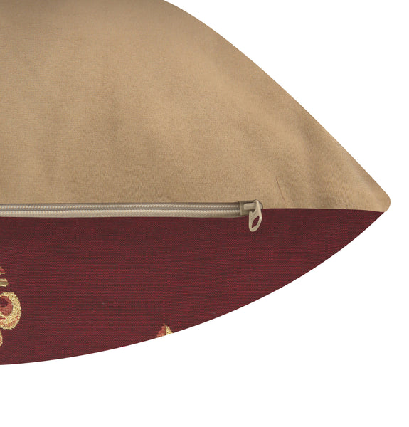 Five Fleur de Lys Red French Tapestry Cushion