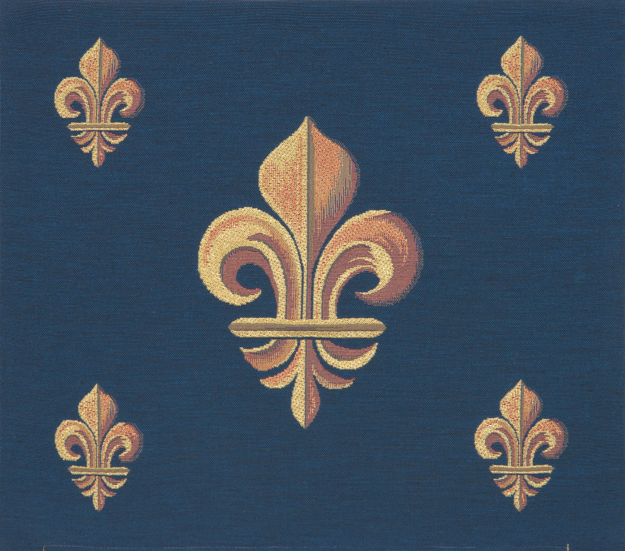 Five Fleur de Lys Blue French Tapestry Cushion