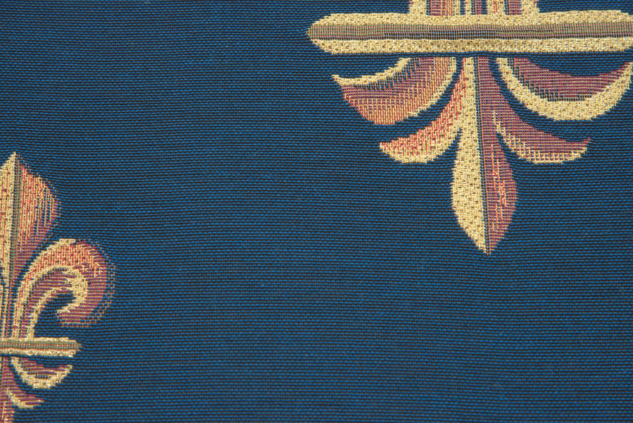 Five Fleur de Lys Blue French Tapestry Cushion