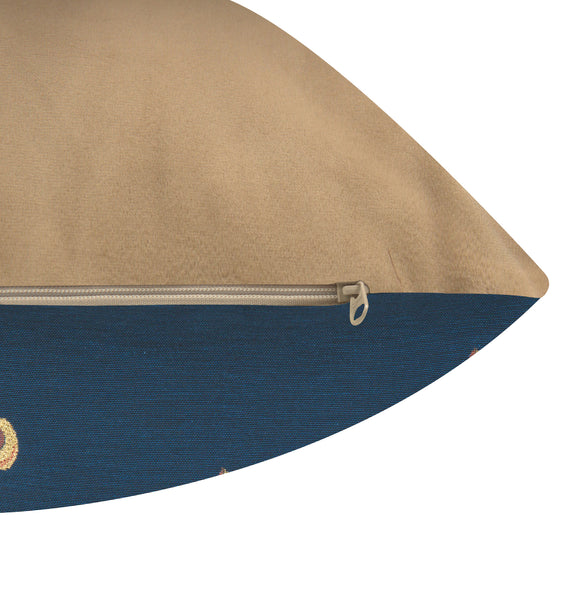 Five Fleur de Lys Blue French Tapestry Cushion