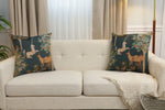 Unicorn and Does Forest Blue French Tapestry Cushion