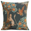 Lion and Pheasant Forest Blue French Tapestry Cushion