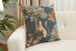 Lion and Pheasant Forest Blue French Tapestry Cushion
