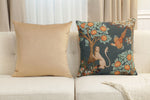 Lion and Pheasant Forest Blue French Tapestry Cushion