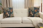 Lion and Pheasant Forest Blue French Tapestry Cushion