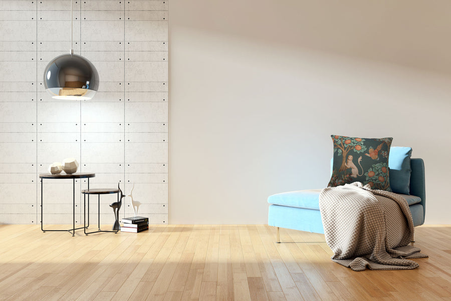 Lion and Pheasant Forest Blue French Tapestry Cushion