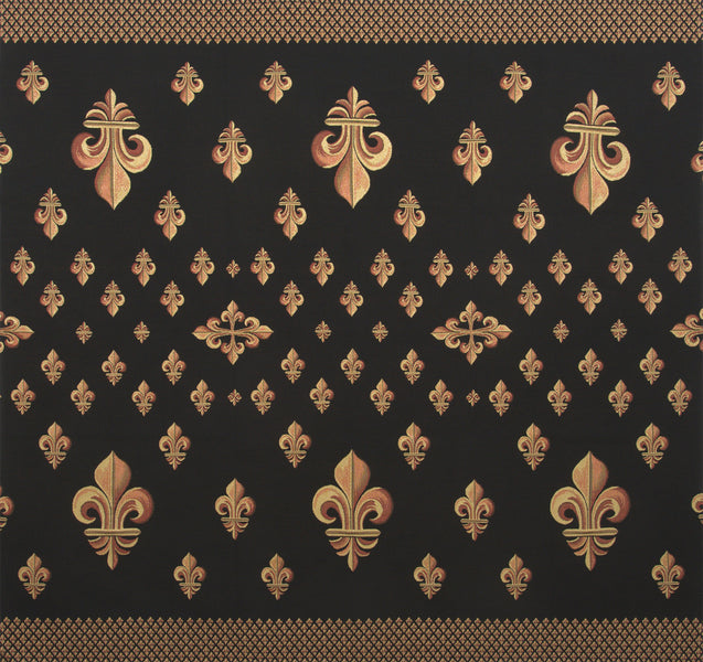 Grand Fleur de Lys Black French Tapestry Throw