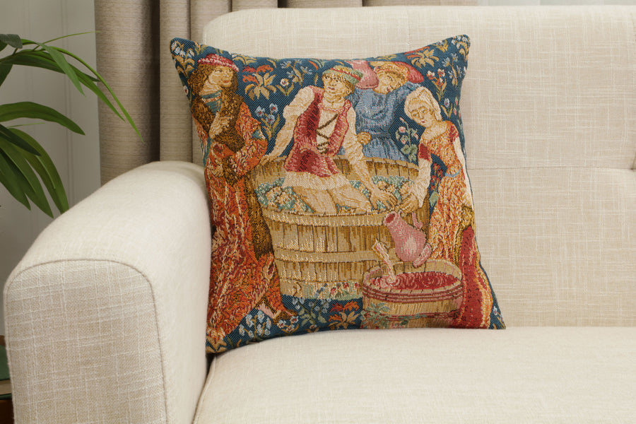 The Wine Press Small French Tapestry Cushion