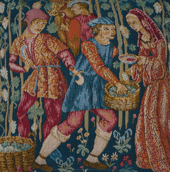 Wine Making Small French Tapestry Cushion