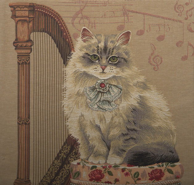 Cat With Harp European Cushion Cover