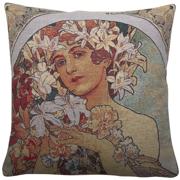 Flower by Mucha Decorative Pillow Cushion Cover