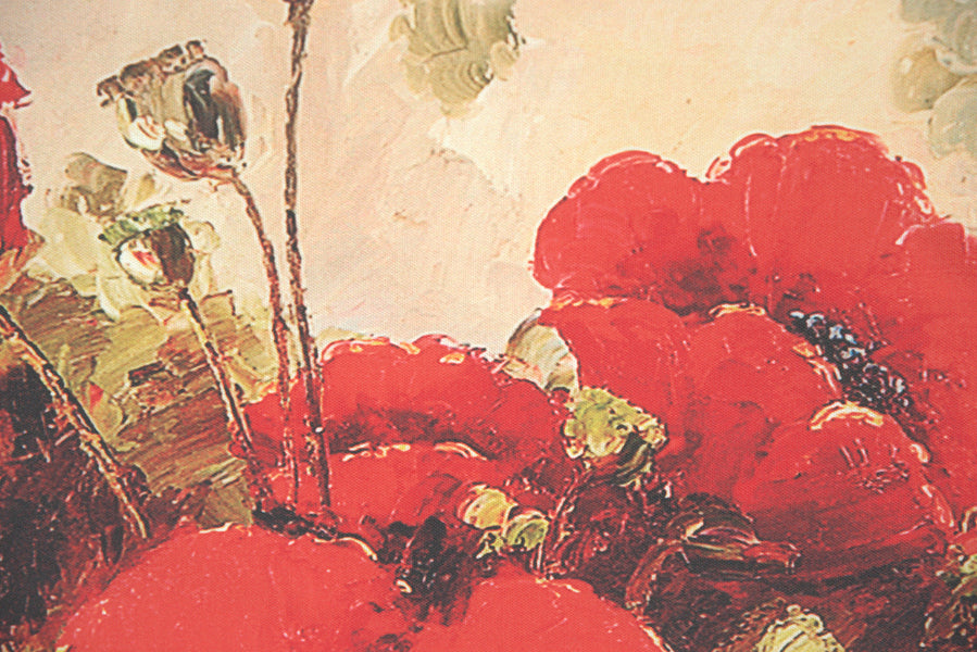 Garden Red Poppies Poly Printed Fine Art Tapestry