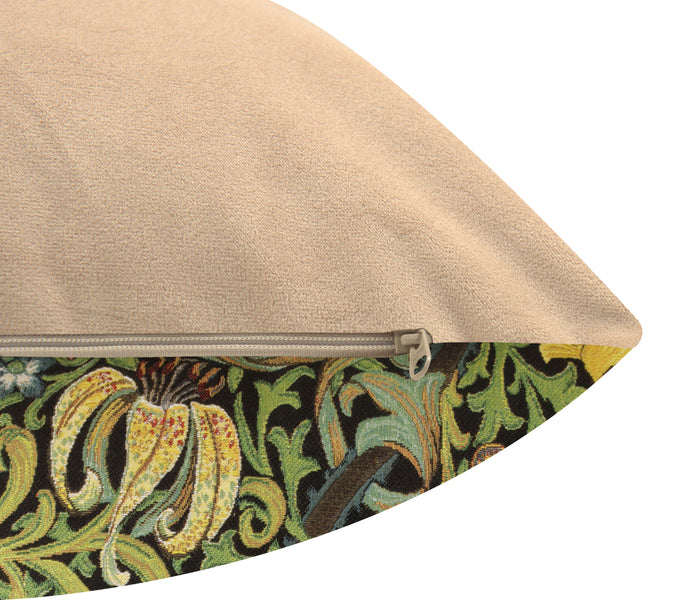 Golden Lily Black William Morris European Cushion Cover